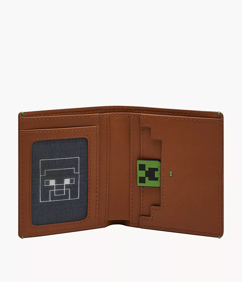 Minecraft x Fossil Grass Block Leather Bifold 
